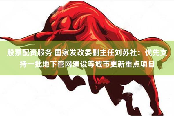 股票配资服务 国家发改委副主任刘苏社：优先支持一批地下管网建设等城市更新重点项目